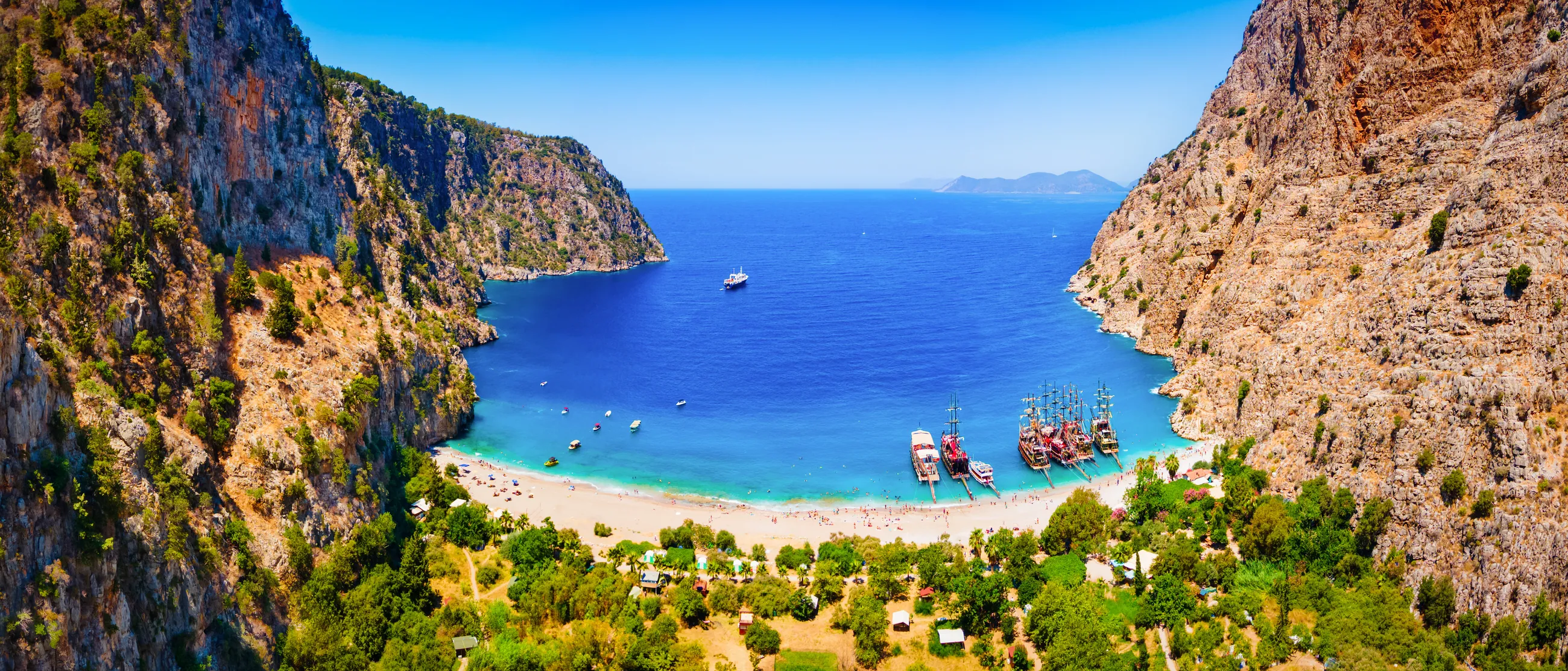 Butterfly Valley near Fethiye, a sandy beach at the foot of steep cliffs